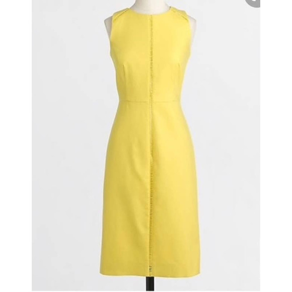 J. Crew Dresses & Skirts - NWOT J. Crew Yellow Sleeveless Ladder Stitch Midi Sheath Dress Size 4